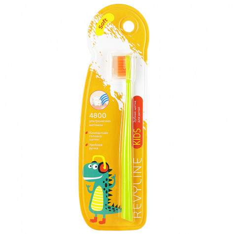 Детская зубная щетка Revyline Kids S4800 салатовая - оранжевая, Soft и по всей Беларуси в интернет-магазине Revyline.by