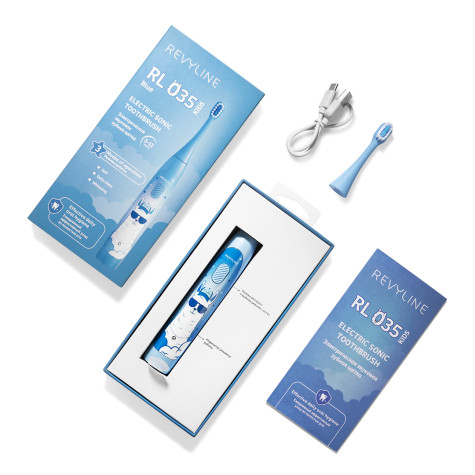 Электрическая звуковая зубная щётка Revyline RL 035 Kids, light Blue и по всей Беларуси в интернет-магазине Revyline.by