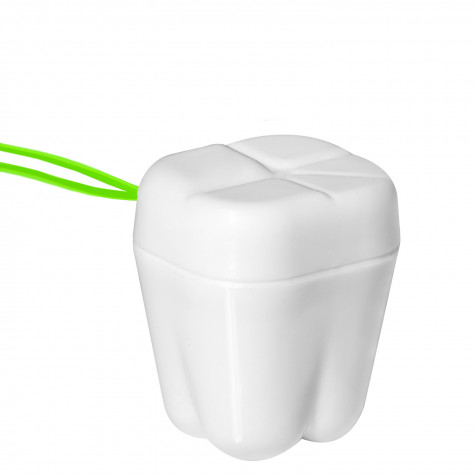 Контейнер Revyline для молочных зубов "Зубик" QT-122, белый - салатовый