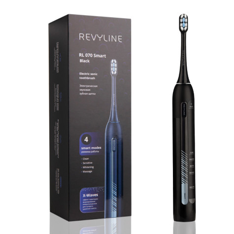 Электрическая звуковая зубная щётка Revyline RL 070 Black и по всей Беларуси в интернет-магазине Revyline.by