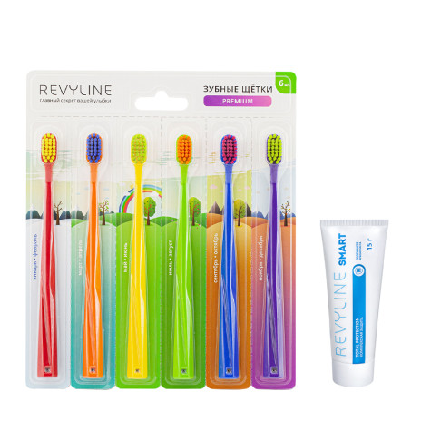 Набор зубных щеток Revyline SM5000 (6 шт.) + Зубная паста Revyline Smart, 15  г и по всей Беларуси в интернет-магазине Revyline.by