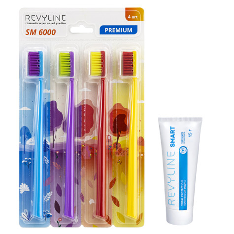 Набор зубных щеток Revyline SM6000 Smart, (4 шт.) + Зубная паста Revyline Smart, 15 г и по всей Беларуси в интернет-магазине Revyline.by
