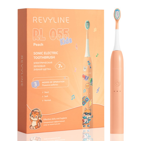 Электрическая зубная щетка Revyline RL 055 Kids, Peach и по всей Беларуси в интернет-магазине Revyline.by