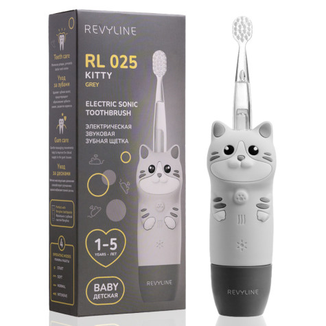 Электрическая звуковая зубная щётка Revyline RL 025 Baby Kitty, Grey и по всей Беларуси в интернет-магазине Revyline.by