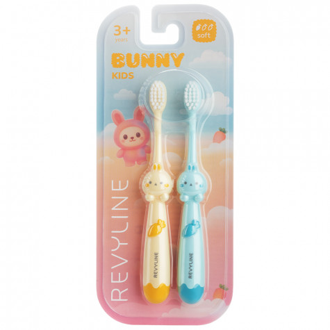 Набор зубных щеток Revyline Bunny Duo, от 3 лет, желтая и голубая и по всей Беларуси в интернет-магазине Revyline.by