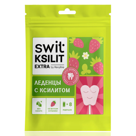 Леденцы на палочке Swit by Revyline Ksilit Extra Клубника, 8 шт. и по всей Беларуси в интернет-магазине Revyline.by