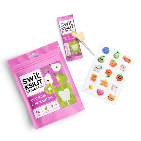 Леденцы на палочке Swit by Revyline Ksilit Extra Груша, 8 шт. и по всей Беларуси в интернет-магазине Revyline.by