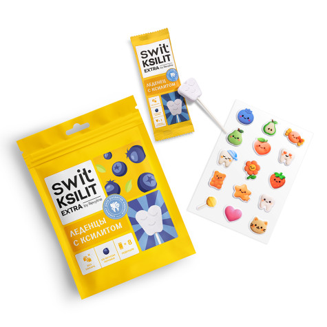 Леденцы на палочке Swit by Revyline Ksilit Extra Черника, 8 шт. и по всей Беларуси в интернет-магазине Revyline.by