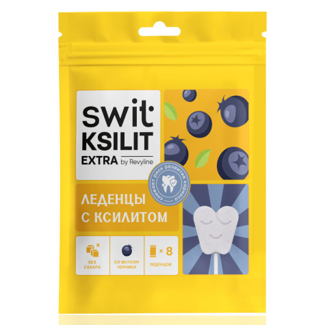 Леденцы на палочке Swit by Revyline Ksilit Extra Черника, 8 шт. и по всей Беларуси в интернет-магазине Revyline.by