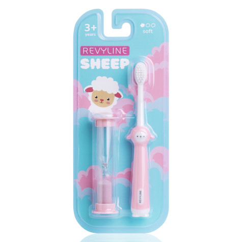 Детская зубная щетка Revyline Sheep 3+ с песочными часами, розовая и по всей Беларуси в интернет-магазине Revyline.by